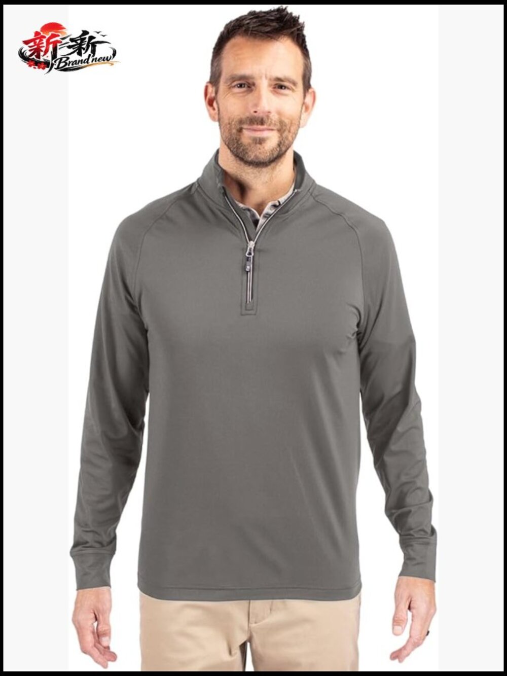 Recycled Polyester Spandex Quarter Zip Pullover Sweater